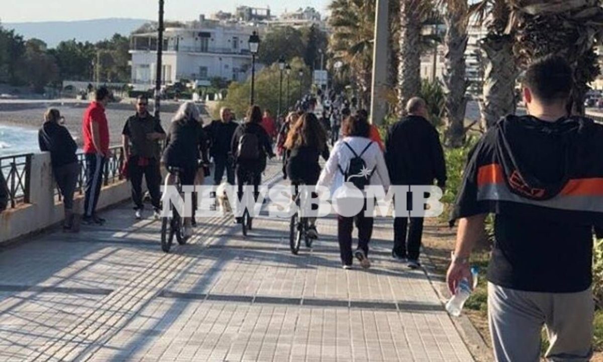 Ποια απαγόρευση; Δείτε τι γίνεται στο Φλοίσβο – Βόλτα στη λιακάδα οι Αθηναίοι