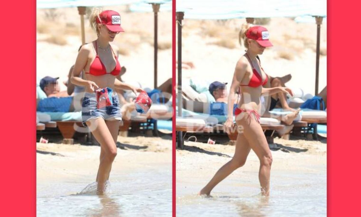 Δούκισσα Νομικού: Στη Μύκονο με κόκκινο μπικίνι και μπρατσάκια Spiderman!