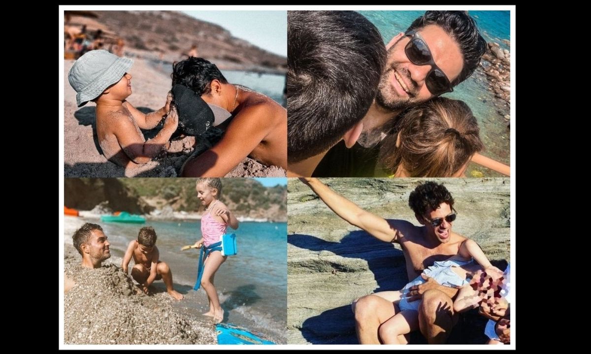 Ποζάρουν με τα παιδιά τους στην παραλία – Οι πιο κούκλοι Έλληνες μπαμπάδες