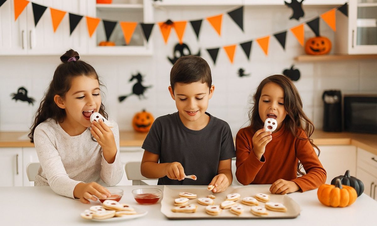 Μπισκότα βουτύρου με μαρμελάδα – Φαντασματάκια για το Halloween
