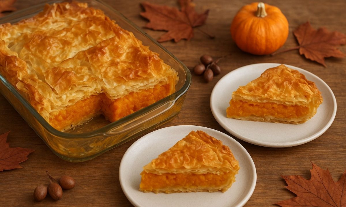 Τεμπέλικη κολοκυθόπιτα με πορτοκαλί κολοκύθα και τυρί φέτα