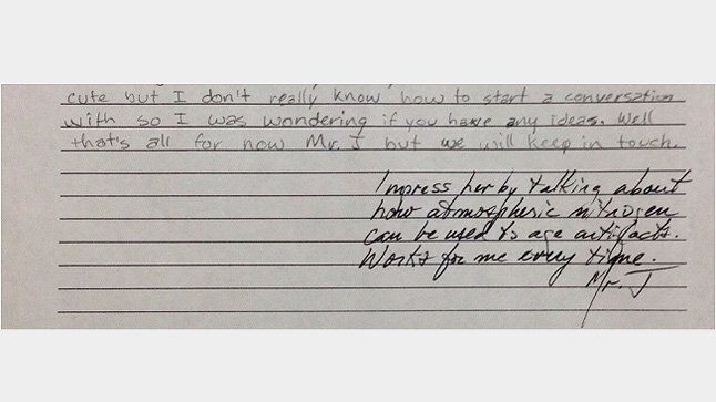 Αντί να απαντήσει στο διαγώνισμα, ζητούσε συμβουλές από τον δάσκαλό του για το κορίτσι που αγαπά