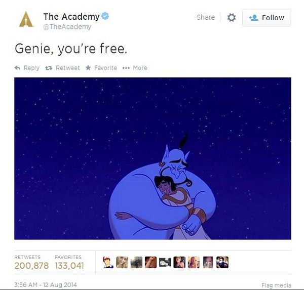 «Και τώρα τζίνι είσαι ελεύθερο»! Η συγκινητική αφιέρωση της Ακαδημίας Κινουμένων Σχεδίων στον Ρόμπιν Ουίλιαμς