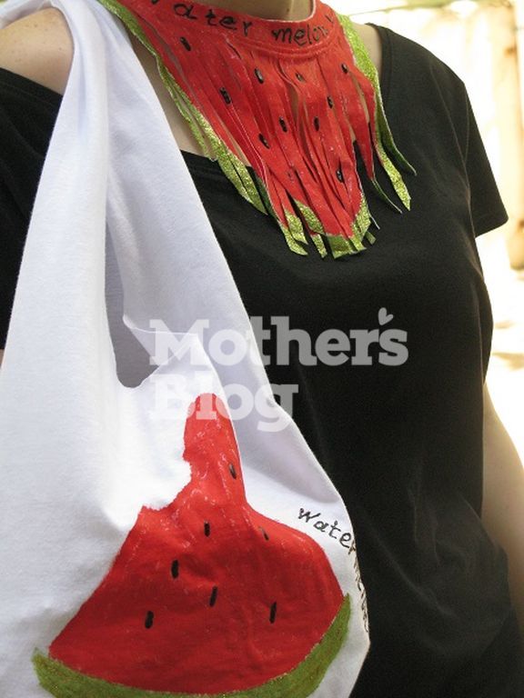 Χειροποίητη τσάντα και κολιέ καρπούζι από Τ-shirt!