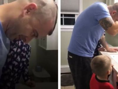 Μπαμπάς ξυρίζει το κεφάλι του με τη βοήθεια της κόρης του - Ο λόγος μοναδικός!
