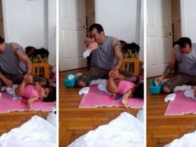 Μπαμπάς με δυσκολία αλλάζει την πάνα της κόρης του! Το νέο βίντεο που κάνει το γύρο του διαδικτύου