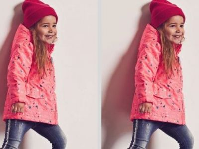 Μοντέρνο ροζ μπουφάν για κορίτσια με σχέδια σε οικονομική τιμή