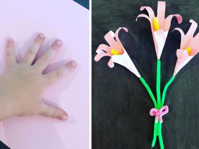 DIY - Φτιάξτε χρωματιστά λουλούδια από χαρτί χρησιμοποιώντας την παλάμη του χεριού σας (pics)