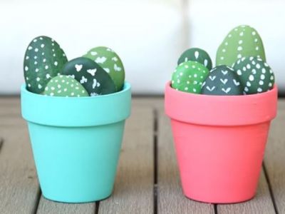DIY - Φτιάξτε όμορφα γλαστράκια με κάκτους από πέτρες