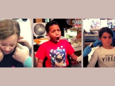 Αντιδράσεις παιδιών που κάνουν για πρώτη φορά τρύπες στα αυτιά (vid)