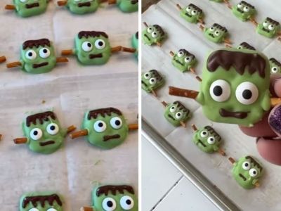 Halloween συνταγή: Frankenstein λιχουδιές για παιδιά με λευκή σοκολάτα και pretzel