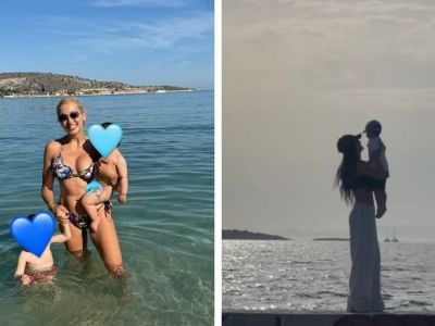 Τα παιδιά της Σπυροπούλου και της Φουρέιρα απολαμβάνουν δροσερές βουτιές σε θάλασσα και πισίνα