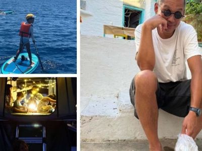 Ψάρεμα, θερινό στην παραλία, μπάνιο - Οι οικογενειακές διακοπές του Σωτήρη Κοντιζά στη Σχοινούσα