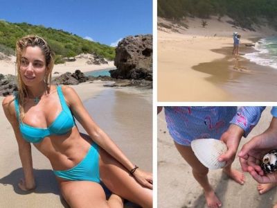 Δούκισσα Νομικού: Με τα παιδιά της σε ερημική παραλία -Τα παιχνίδια στην άμμο και η συλλογή κοχυλιών