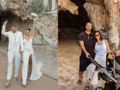 Ευρυδίκη Βαλαβάνη – Γρηγόρης Μόργκαν: Φωτό στην εκκλησία του γάμου τους με τον γιο τους στην Κρήτη