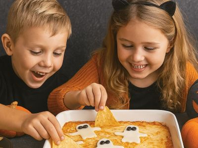 Halloween ντιπάκι με κοτόπουλο και τυρί για παιδιά