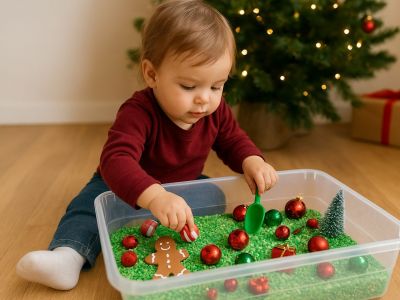 6 χριστουγεννιάτικες δραστηριότητες με αισθητηριακούς κάδους που θα ενθουσιάσουν το παιδάκι σας