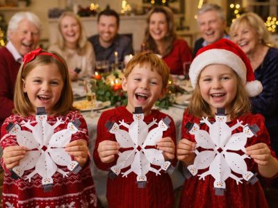Χριστουγεννιάτικη κατασκευή για παιδιά: Χιονονιφάδα - χιονάνθρωπος από χαρτί