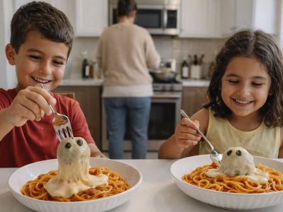 Kids approved: Μακαρονάδα με κεφτεδάκια... σαν φαντασματάκια