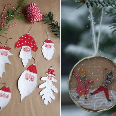 Χριστουγεννιάτικα DIY στολίδια με φύλλα και χαρτόνι – Ιδιαίτερα και πρωτότυπα