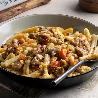 Πεντανόστιμα ζυμαρικά με χοιρινό στον φούρνο