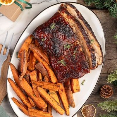 Τραγανή πανσέτα στον φούρνο με γλυκοπατάτες