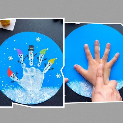 Απίθανη χριστουγεννιάτικη χειροτεχνία για νήπια - Χιονανθρωπάκια με μια παλάμη