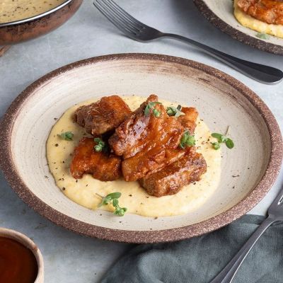 Συνταγή για τέλεια τραγανή πανσέτα με πουρέ καλαμποκιού