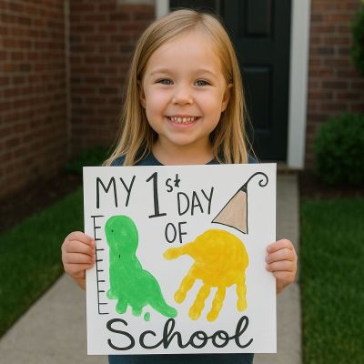 Πρωτότυπο project για γονείς: Καδράκι «1η μέρα στο σχολείο» με τα αποτυπώματα του παιδιού