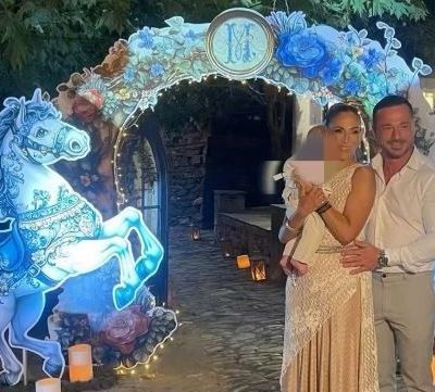 Βούλγαρη - Κωνσταντινίδης: Παραμυθένια η βάφτιση του γιου τους στο Πήλιο - Ο στολισμός και η τούρτα