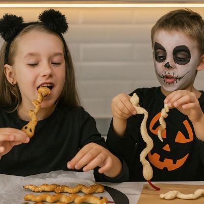 Halloween σνακ: Κριτσίνια σαν φιδάκια