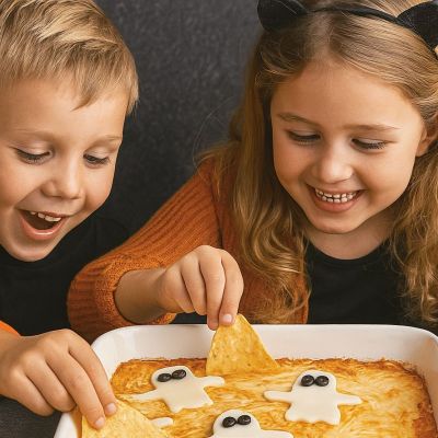 Halloween ντιπάκι με κοτόπουλο και τυρί για παιδιά