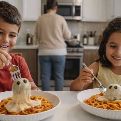 Kids approved: Μακαρονάδα με κεφτεδάκια... σαν φαντασματάκια