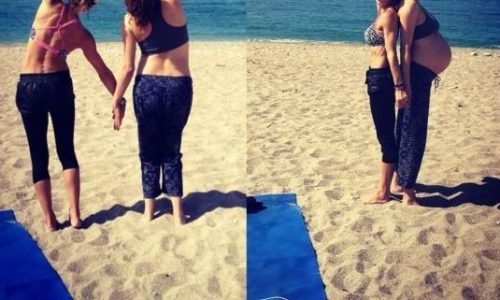 Πρώην Ελληνίδα εστεμμένη κάνει yoga στην παραλία λίγες μέρες πριν γεννήσει!