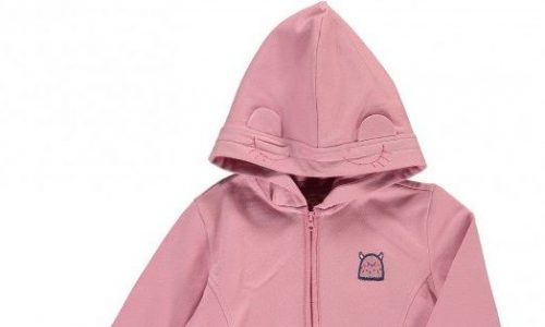 Ροζ παιδική ζακέτα για κορίτσια με πρωτότυπη κουκούλα