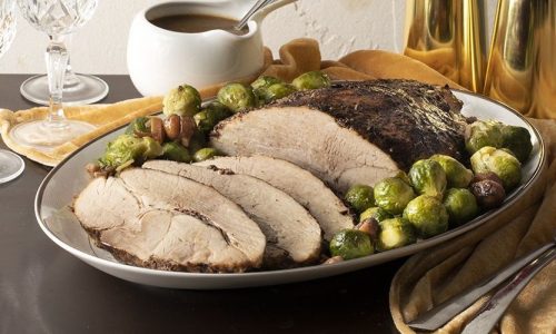 Ψητό χοιρινό μπούτι με λαχανάκια Βρυξελλών - Λιώνει στο στόμα