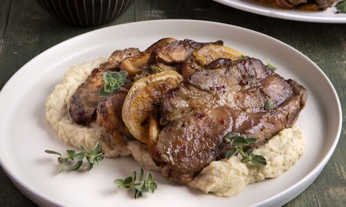 Γλυκόξινο χοιρινό στο φούρνο και πουρές αγκινάρας - Δοκιμάστε το!