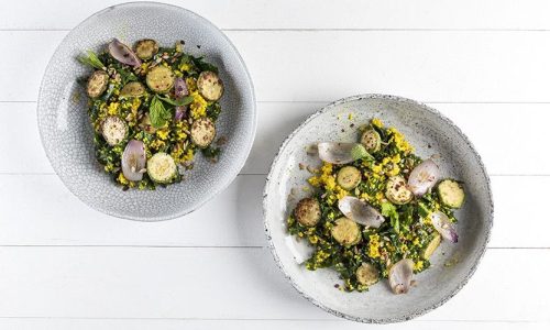 Κεχρί με κέιλ και κολοκυθάκια από τον Άκη Πετρετζίκη