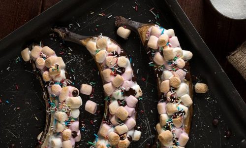 Ψητές μπανάνες γεμιστές με σοκολάτα και marshmallows - Ένα υπέροχο γλυκάκι για τα παιδιά