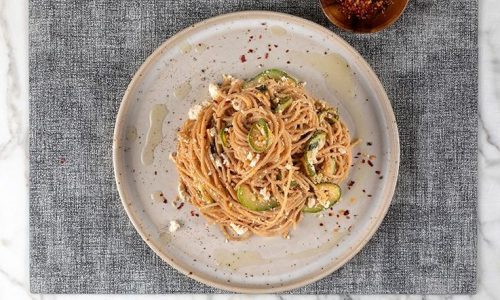 Σπαγγέτι με κολοκυθάκι και ανθότυρο από τον Άκη