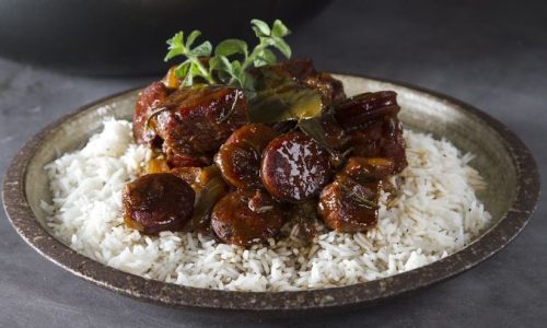 Χοιρινή τηγανιά με μαύρη μπίρα