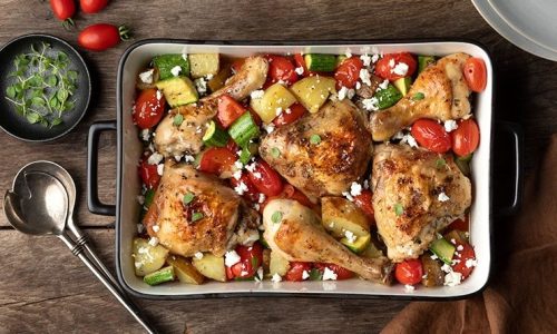 Κοτόπουλο με ψητά λαχανικά και φέτα για το χριστουγεννιάτικο τραπέζι