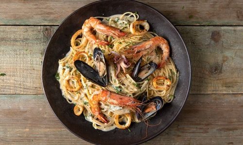 Καρμπονάρα με θαλασσινά - Χωρίς κρέμα γάλακτος