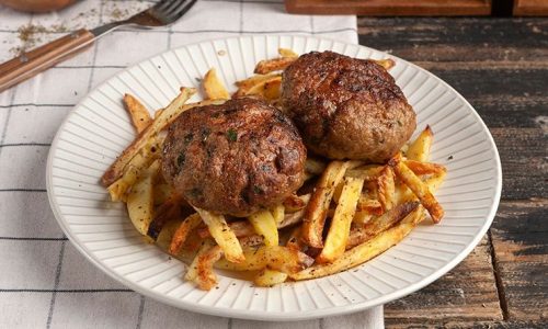 Μπιφτέκια με πατάτες στη φριτέζα αέρος