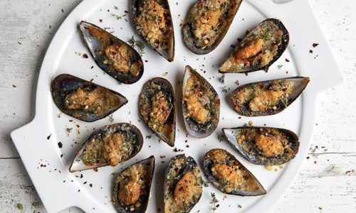 Μύδια Προβενσάλ - Στον φούρνο γεμιστά με τυρί