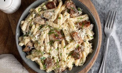 Σκιουφιχτά με χοιρινό ψαρονέφρι και τυρί κρέμα -  Έτοιμα σε 30 λεπτά