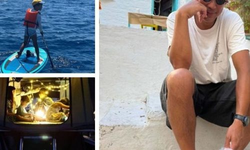 Ψάρεμα, θερινό στην παραλία, μπάνιο - Οι οικογενειακές διακοπές του Σωτήρη Κοντιζά στη Σχοινούσα