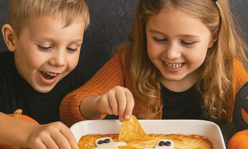 Halloween ντιπάκι με κοτόπουλο και τυρί για παιδιά