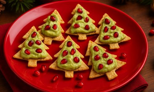 Χριστουγεννιάτικα δέντρα με τορτίγιες και κρέμα αβοκάντο