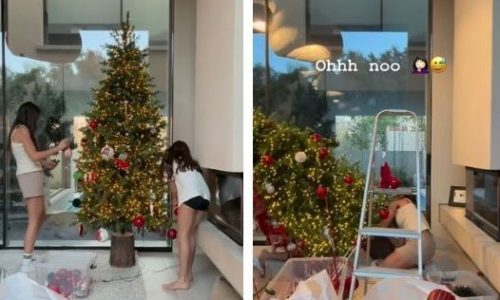 Γιώργος Καράβας - Ραφαέλα Ψαρρού: Στόλισαν με τα παιδιά τους το δέντρο και τους…έπεσε (vid)